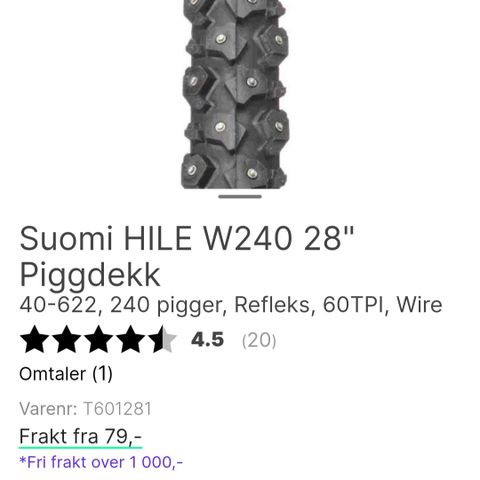 Sykkel vinterdekk Suomi HILE W240 28"