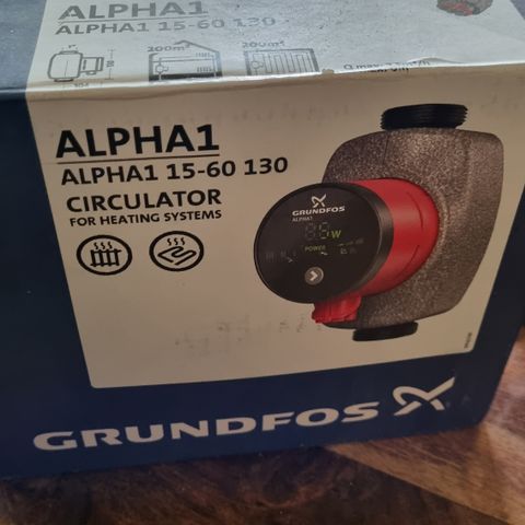 Grundfos sirkilasjonspumpe alpha1