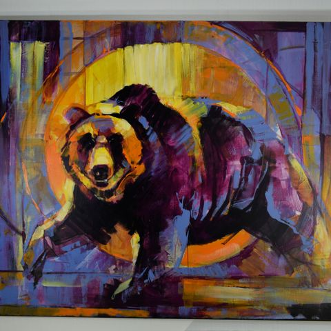 Bjørnen moderne originalt akrylmaleri 100x81
