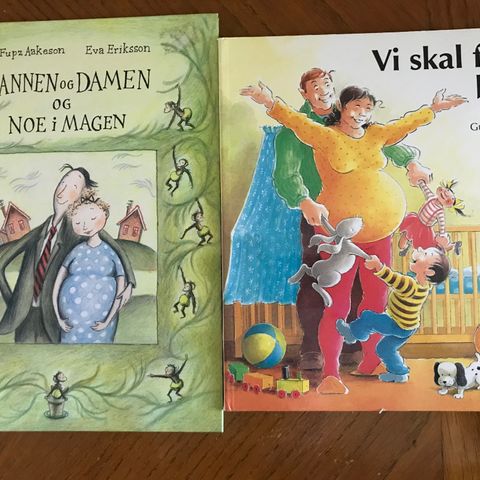 Vi skal få en baby!     Damen og mannen med noe i magen.