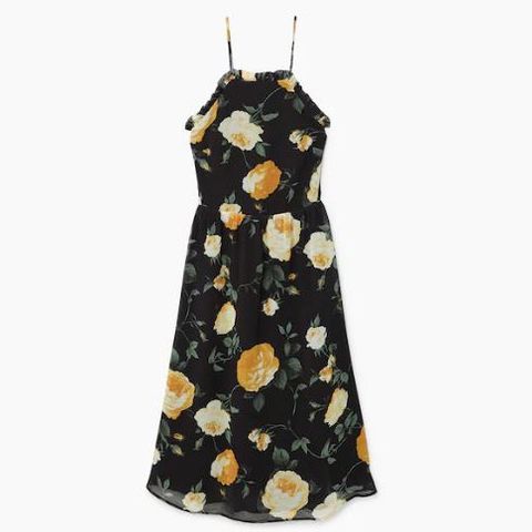 Mango m/tag: Smocked Floral Chiffon Dress