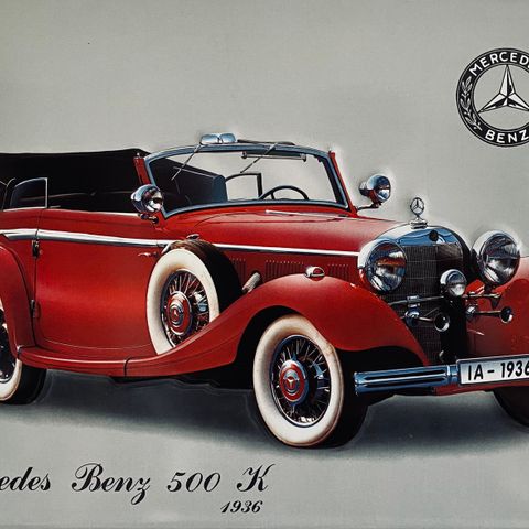 Mercedes Benz 500 K  1936 (metalltrykk)