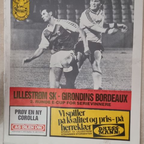 Kampprogram LSK - Girondins Bordeaux 1987