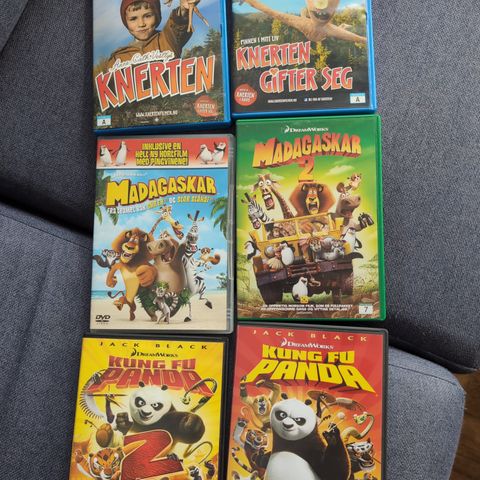 Diverse DVD filmer (Knerten, Madagaskar, Kung Fu Panda)