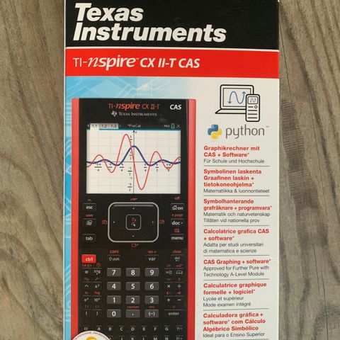 Texas Instruments TI-nspire CX II-T CAS kalkulator med lader og opprinnelig boks