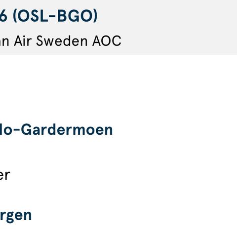 Flybillett Oslo-Bergen 8.juni selges for halv pris!