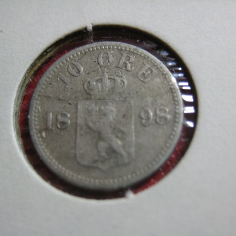 10 øre Oscar II 1898 sølv