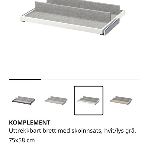 IKEA Komplement uttrekkbart brett med skoinnsats