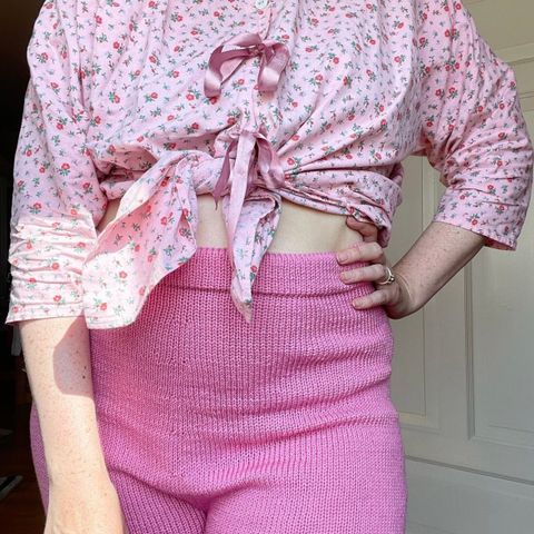 Rosa strikket shorts mamelukk ullundertøy