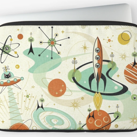 NY PRIS! "Mid century Space age with cats" Laptopveske fra Redbubble