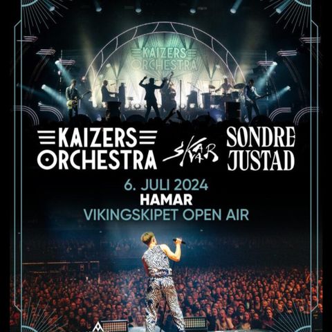 2 billetter til Kaizers Orchestra, Sondre Juvstad og Skaa på Hamarr