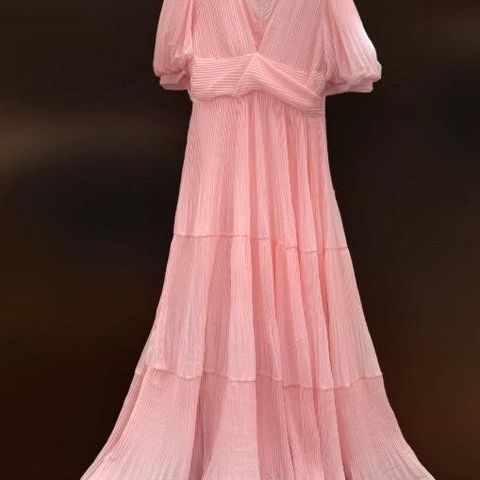 Pink Pleated Tiered Maxi-Dress