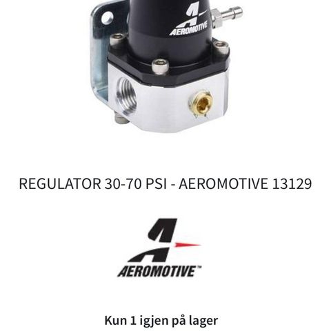 Aeromotive Bensin regulator