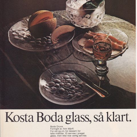 Stort vintage fat i glass fra Kosta Boda