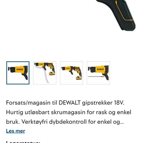 Forsats/magasin til DEWALT gipstrekker 18v uåpnet ny