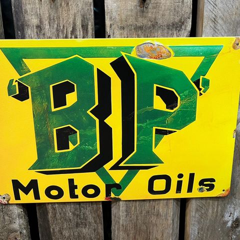 BP Motor Oil Skilt I Tynnmetall 20X30 cm. Garasje, Man Cave, Bensin