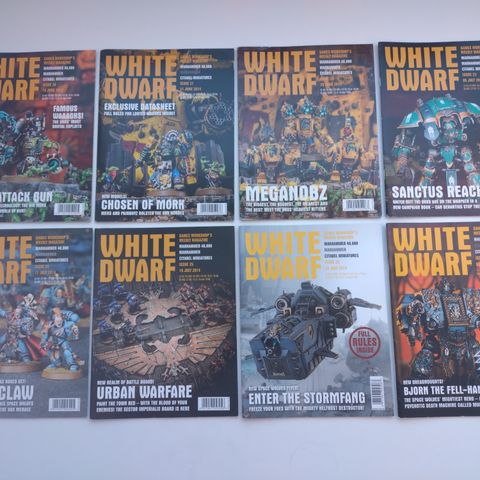 Warhammer White Dwarf magazine, 24 stk. fra 2014, svært pen stand