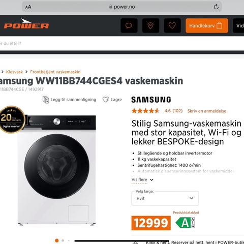 Samsung vaskemaskin 11 kg