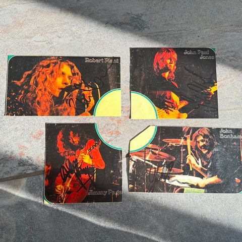 💥Led Zeppelin autografer fra hele bandet. ekstremt sjelden.Bonham, Plant, Page 💥