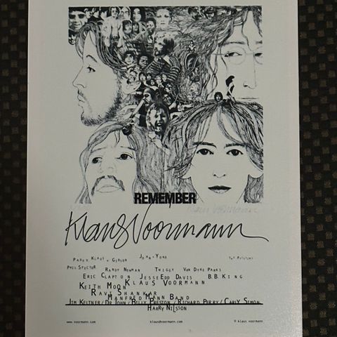 Klaus Voormann (Beatles) signert bilde