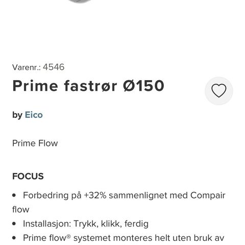 Eico Prime ventilatorkanal