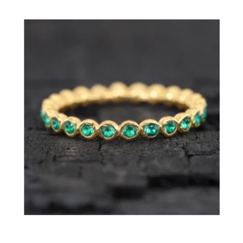 Emerald 14k gold overlay ring, size US 8 1/2.