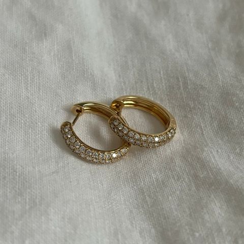 1 carat Diamant øredobber hoops creoler 18 karat gult gull