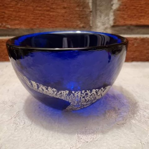 Vakker koboltblå skål, Hadeland Glassverk 🌺