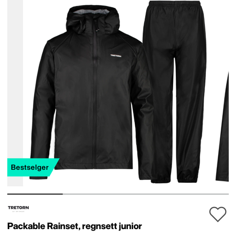 Regnsett 134/140 pakkbart fra Tretorn