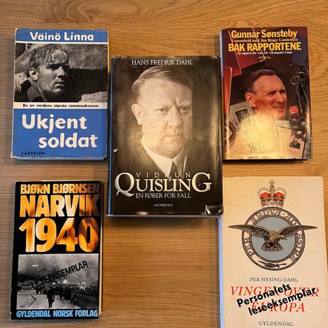 5 bøker om andre verdenskrig og Norge selges samlet