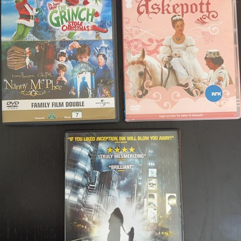 Grinch, Nanny McPhee, 3 nøtter til Askepott og INK