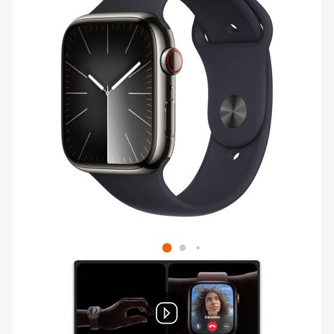 Apple Watch Series 9 GPS + Cell 45 mm, band S/M, grafitt, rustfritt stål urkasse