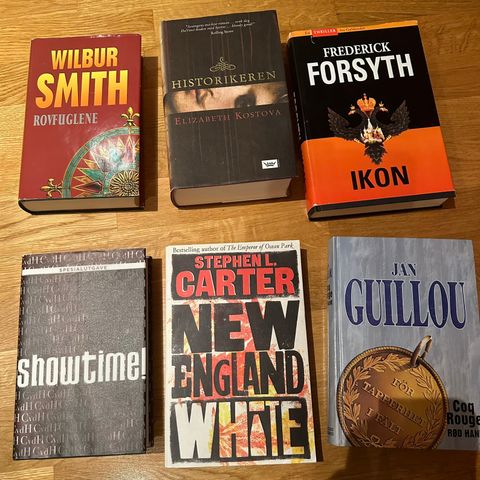 Spennende bøker; Wilbur Smith, Gulliou, Kostova, Forsyth, Langeland