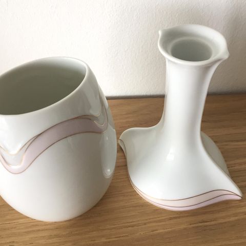 Porselen sett /  Telysholder og vase / Tyskland