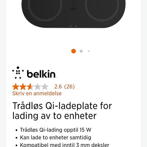 Belkin trådløs ladeplate