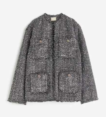 Strukturvevd glitter blazer fra HM - oversized -Str. L