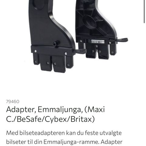 Adapter til vogn, Emmaljunga, BeSafe osv