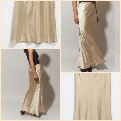 Gina Tricot . Satin mermaid maxi skirt . fest . bryllup . beige Strl M