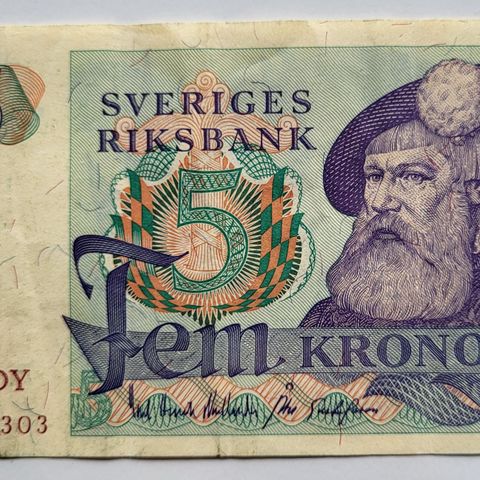 5 kronor Sverige - 1977 DY - pen seddel