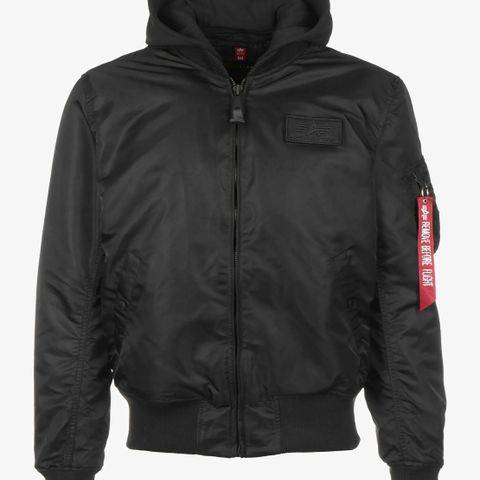 Alpha industries bomberjacket m/hette med rød back print