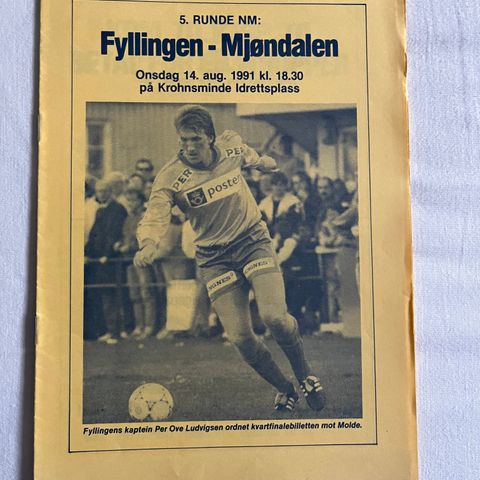 Program  Fyllingen - Mjøndalen Kvartfinale NM 1991