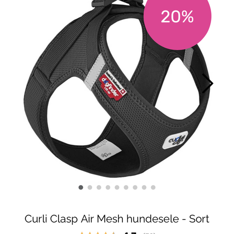 Sele til hund/katt Curli Clasp Air Mesh hundesele - Sort