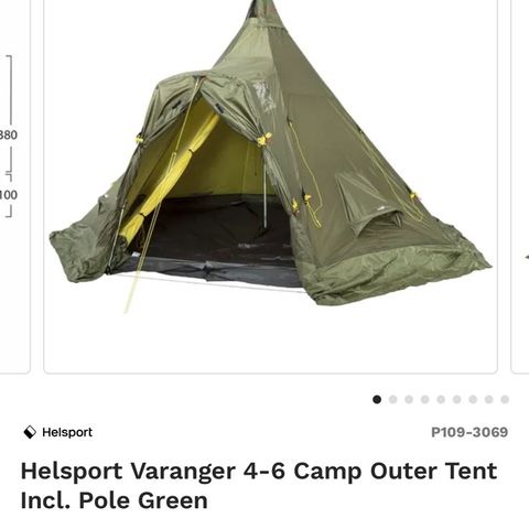 Helsport Varanger 4-6 Camp Outer Tent Incl. Pole Green med innertelt og ovn