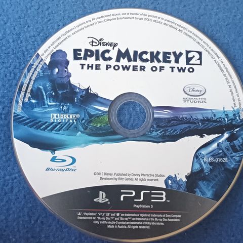 EPIC MICKEY 2 THE POWER OF TWO, PS 3 SPILL, uten cover
