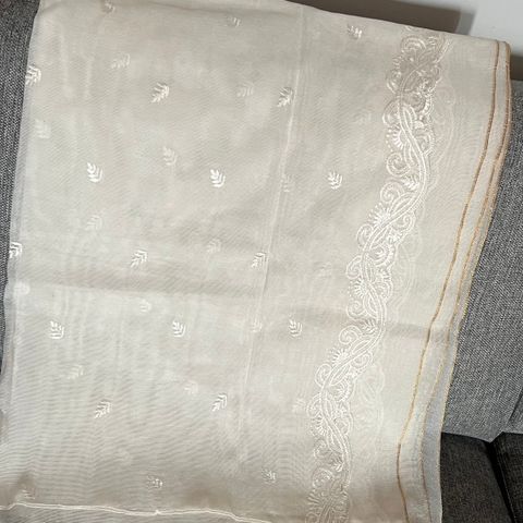 Pakistansk khaadi nett dupatta/ skjerf hvit farge