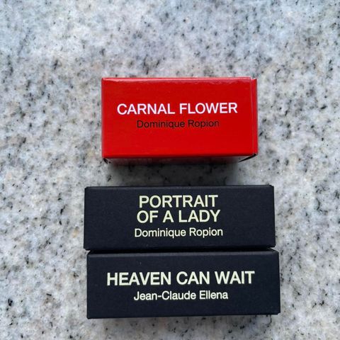 Frederic Malle orig prøver portret of a lady, heaven can wait, carnal flower