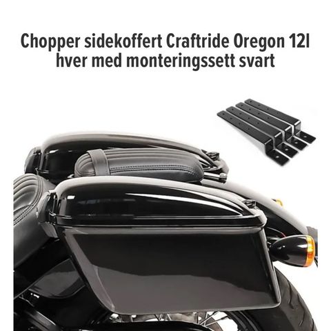 12 L Craftride Oregon, harde svarte side kofferter.