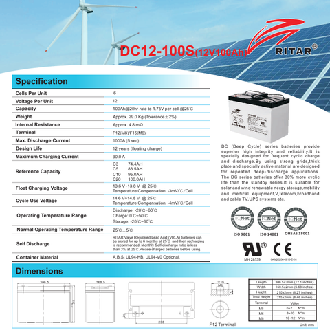 Ritar 12V AGM batteri