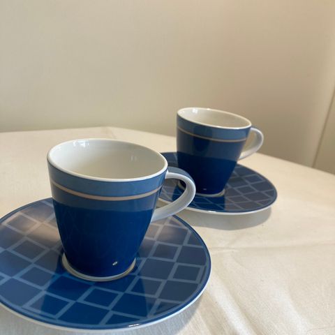 2 sett kaffekopp og fat Villeroy & Boch Caffe Club Uni cornflower