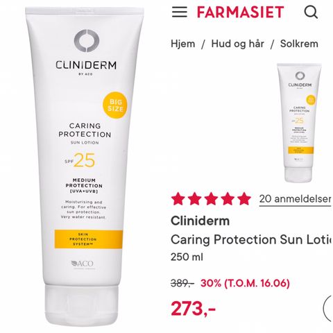 Ny Cliniderm big size solkrem SPF 25